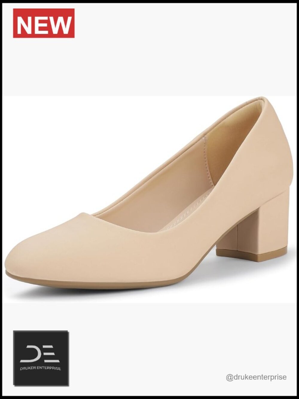 Closed Round Toe Low Block Chunky Heels Wedding Work Prom Dress Pumps